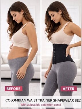 LADY SLIM by NUVOFIT Black Waist Trainer Cincher with Hook Closures SIZE XSMALL